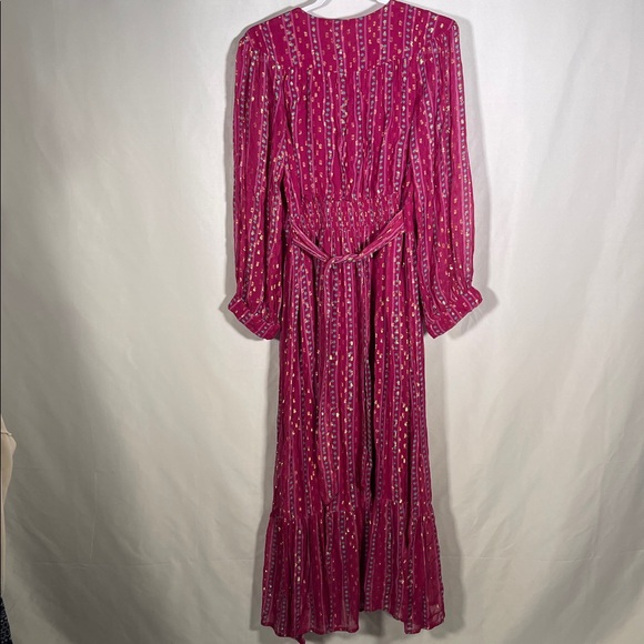 OLIPHANT WOMENS TIE BACK MAXI DRESS MAGENTA PURPLE LARGE - Picture 9 of 10